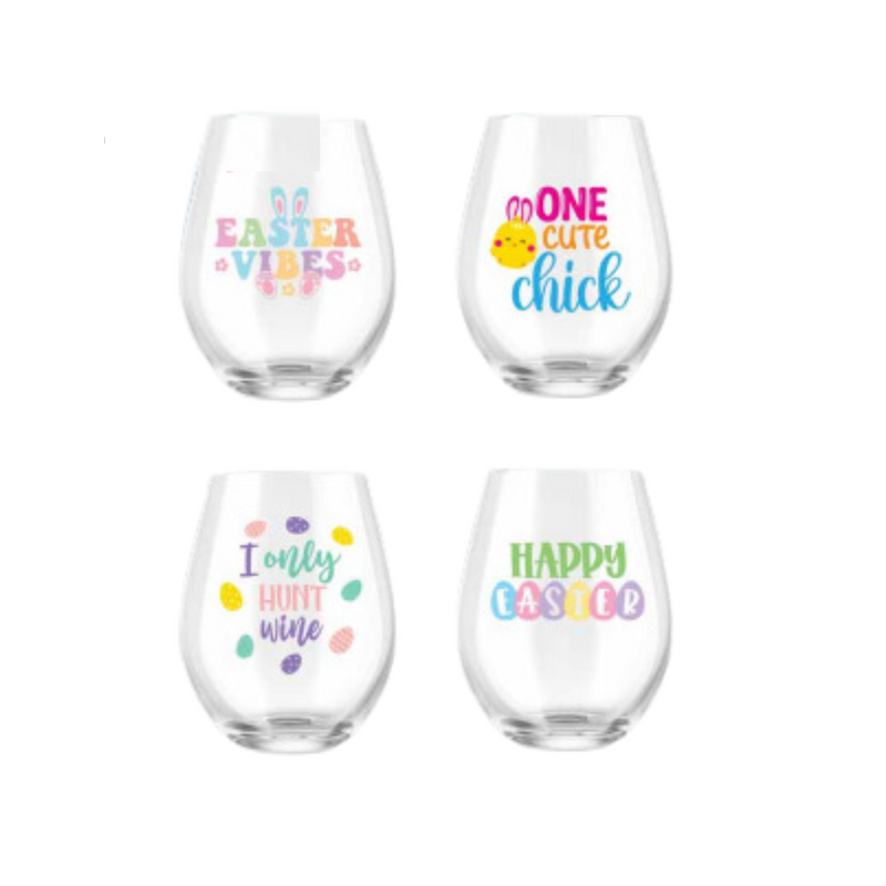 Easter Stemless Wine Glass Assorted