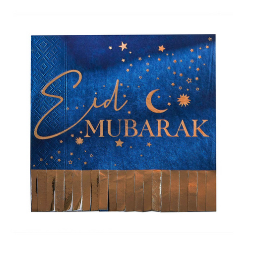 Eid Paper Napkins Mubarak Fringe Napkins Navy & Gold
