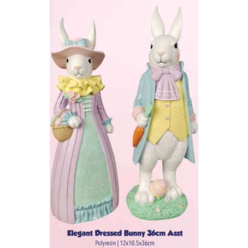 Elegant Dressed Bunny 36cm Assorted