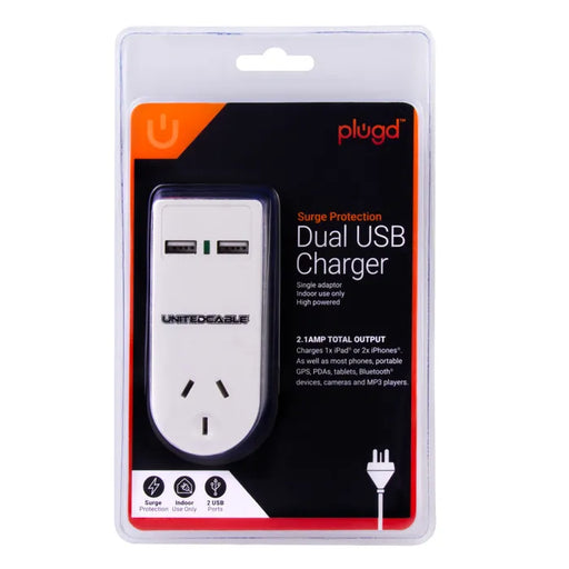 Dual USB Charger With Single Adapter And Surge Protection
