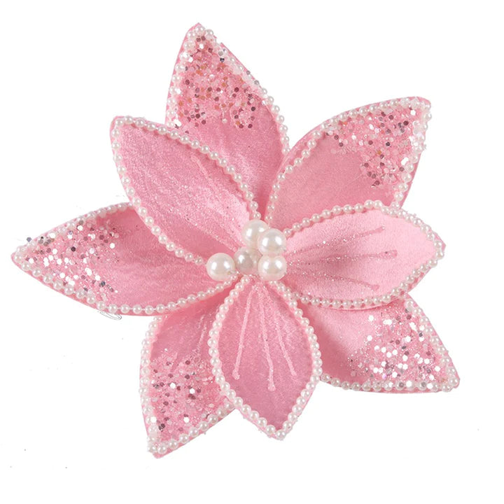 Poinsettia W/ Clip 18x15cm 2 Asstd (Pink, Blue)