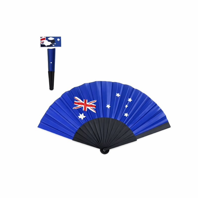 Aussie color blue Fan with flag print