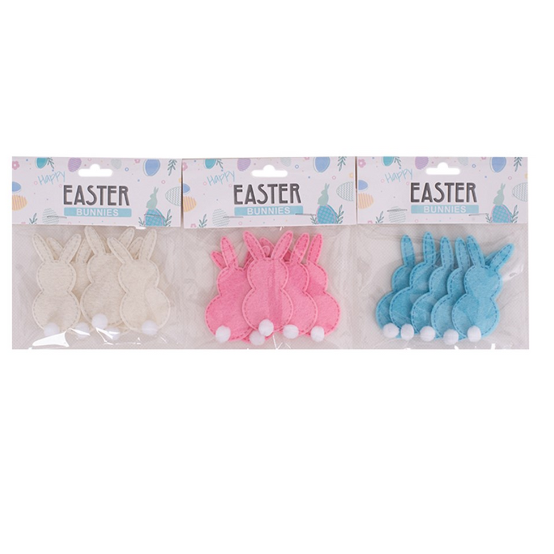 Felt Bunny Motifs 3x6.2cm 5PC 3 Assorted 