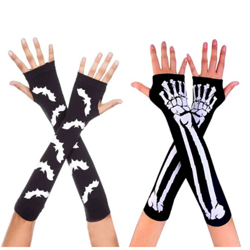 Fingerless long Halloween gloves 2 assorted styles – gothic costume accessories