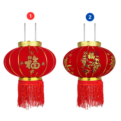 Flannelette Red Lantern 40cm 2 Asstd
