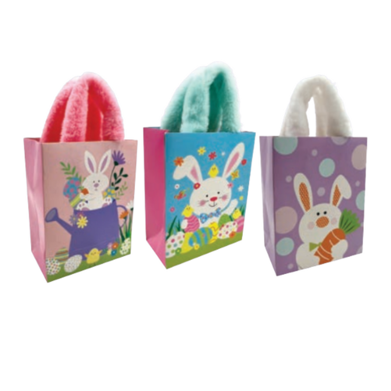 Gift Bag Easter Plush Handle Med Assorted
