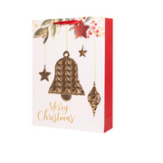 Medium embossed Christmas bell in festive design, measuring 17.8x23x9.8cm.