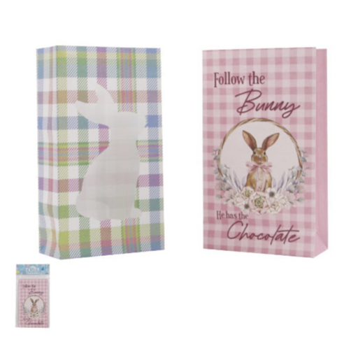 Gingham Easter Loot Bag 6Pk 2 Assorted