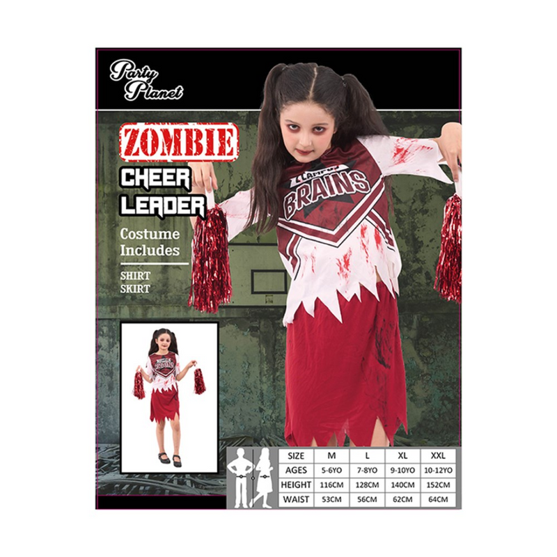 Girl Zombie Cheer Leader Costume 2 Asstd