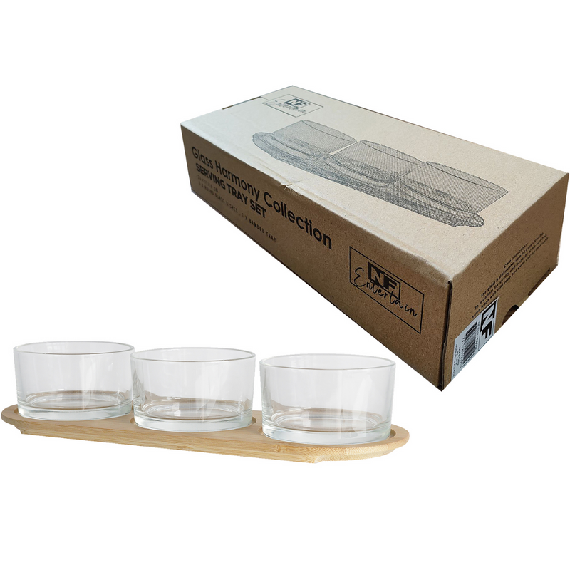 Glass Serving Tray Set 30cm 3pcs