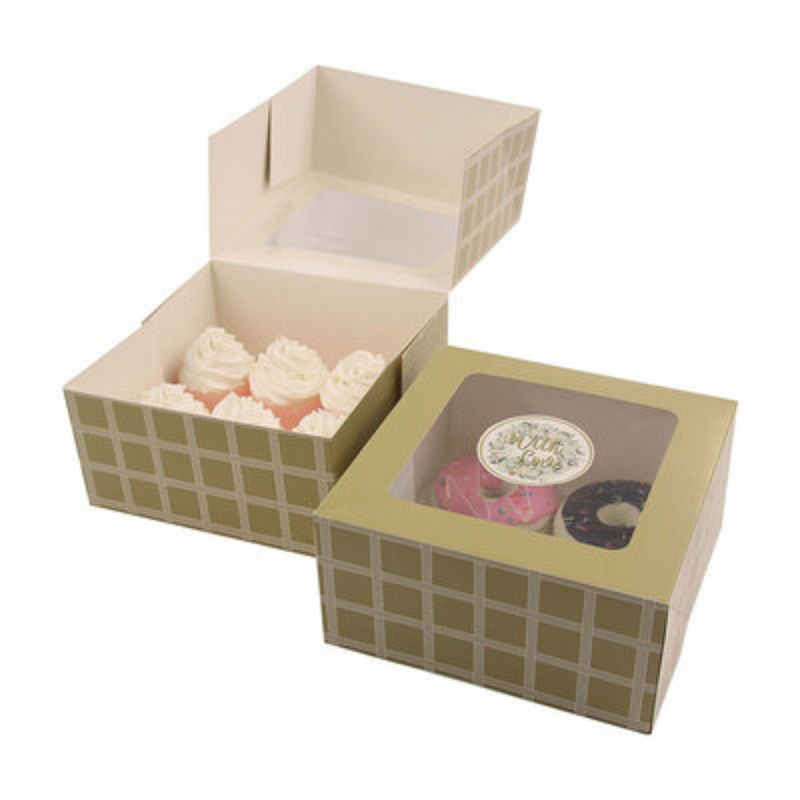 Gold Christmas Baking Box With Sticky Labels 20x20x10cm 2pk