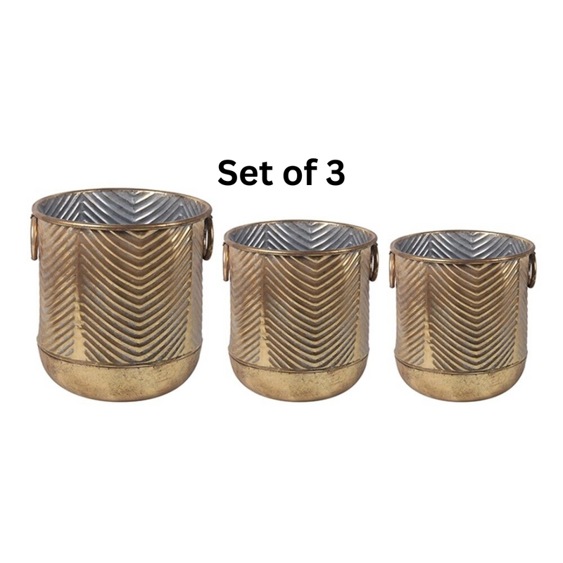 Gold Metal Pots Set of 3