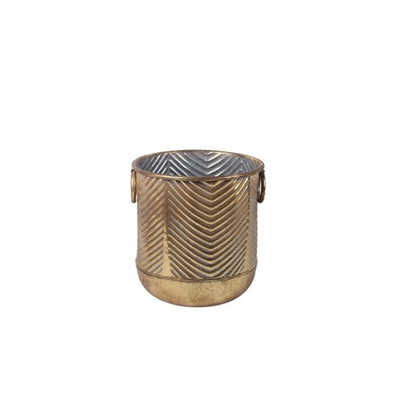 Gold Metal Pots Small D22.5x25cm