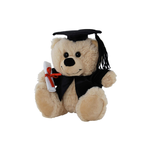 Jelly Beige graduation bear 18cm plush toy with scroll