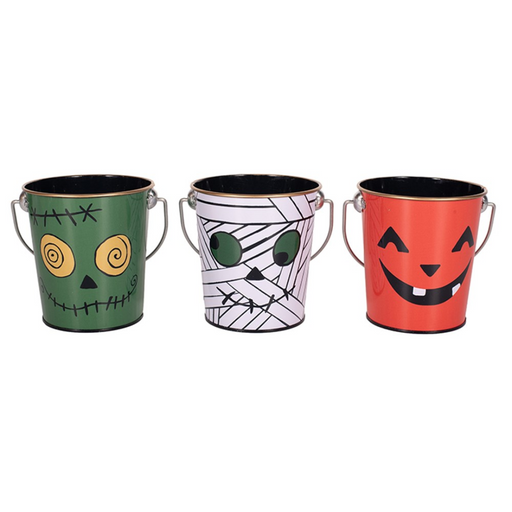 Halloween Bucket 9.8x10cm 3 Asstd
