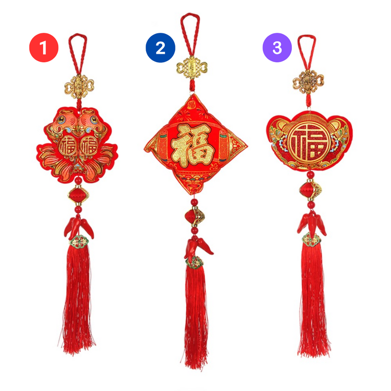 Hanging Fortune Charm W/Tassel 50cm 3 Asstd 