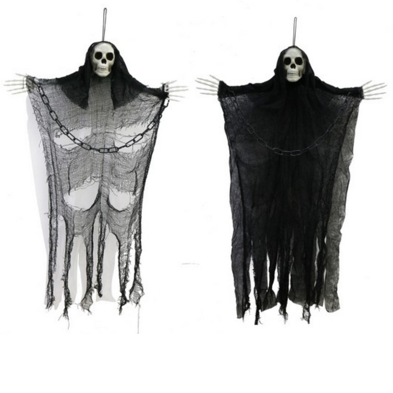 Hanging Skeleton Reaper With Chain 2 Asstd 90cm