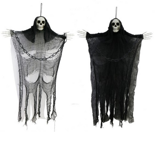 Hanging Skeleton Reaper With Chain 2 Asstd 90cm
