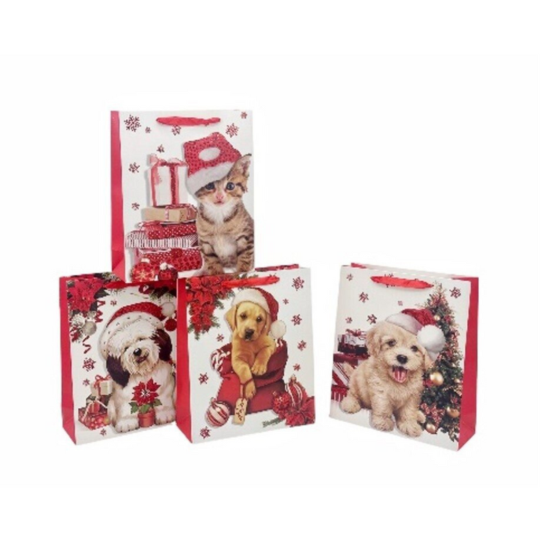 HAPPY DOG N CAT XMAS GIFT BAG XLRG 42X31X12CM 4 ASST