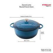 Pyrolux Round French Oven 24cm/4 Litre - Ocean Blue – thumbnail