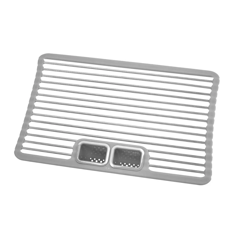 Joie Over The Sink Drying Rack with foldable design and built-in cutlery holders, ideal for space-saving kitchen drying.