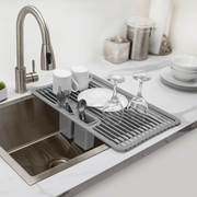 Joie Over The Sink Drying Rack with foldable design and built-in cutlery holders, ideal for space-saving kitchen drying. – thumbnail