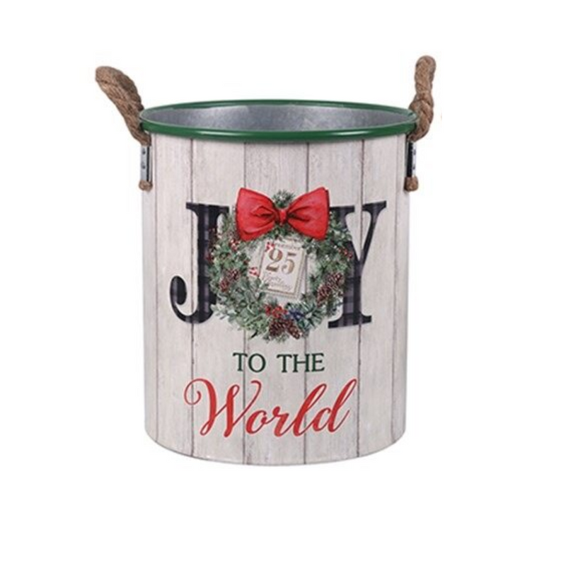 Joy To The World Metal Planter Lrg 33x35cm