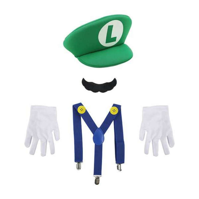 Kids Luigi Dress Up Kit – Hat, Mustache & Gloves Costume Set