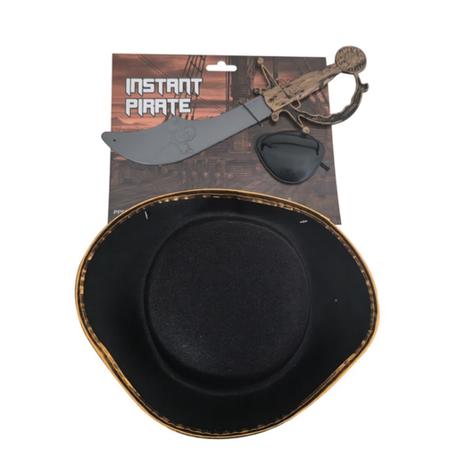 Kids Pirate Dress Up Kit 3Pc – Hat, Eye Patch, and Toy Sword for Pirate Costume
