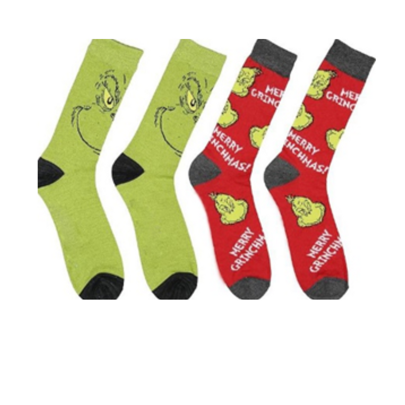 Kids Xmas Green Monster Sock Range 6 Asstd 