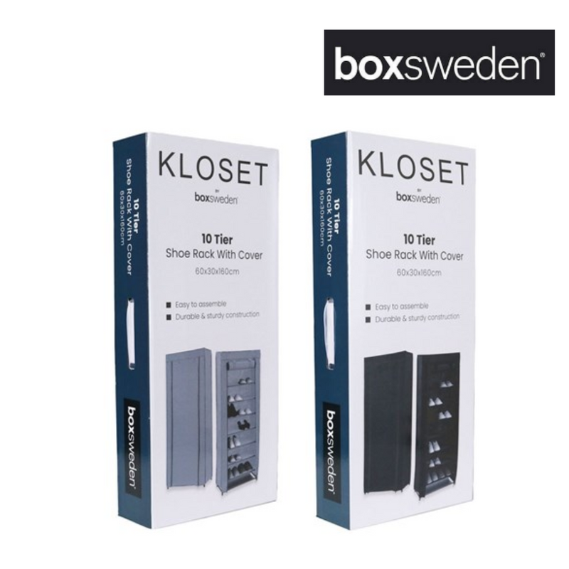 KLOSET 10 TIER SHOE RACKWITH COVER 60X30X160CM 2 ASSTD