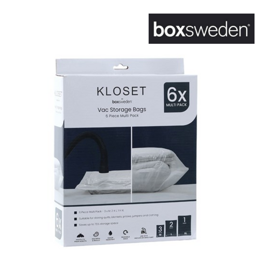 KLOSET VAC STORAGE BAGS 6PC ASSTD