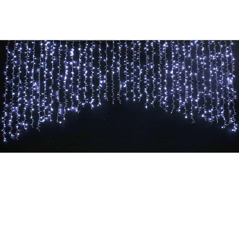 LED Cluster Tapered Curtain Crazy Twinkle White