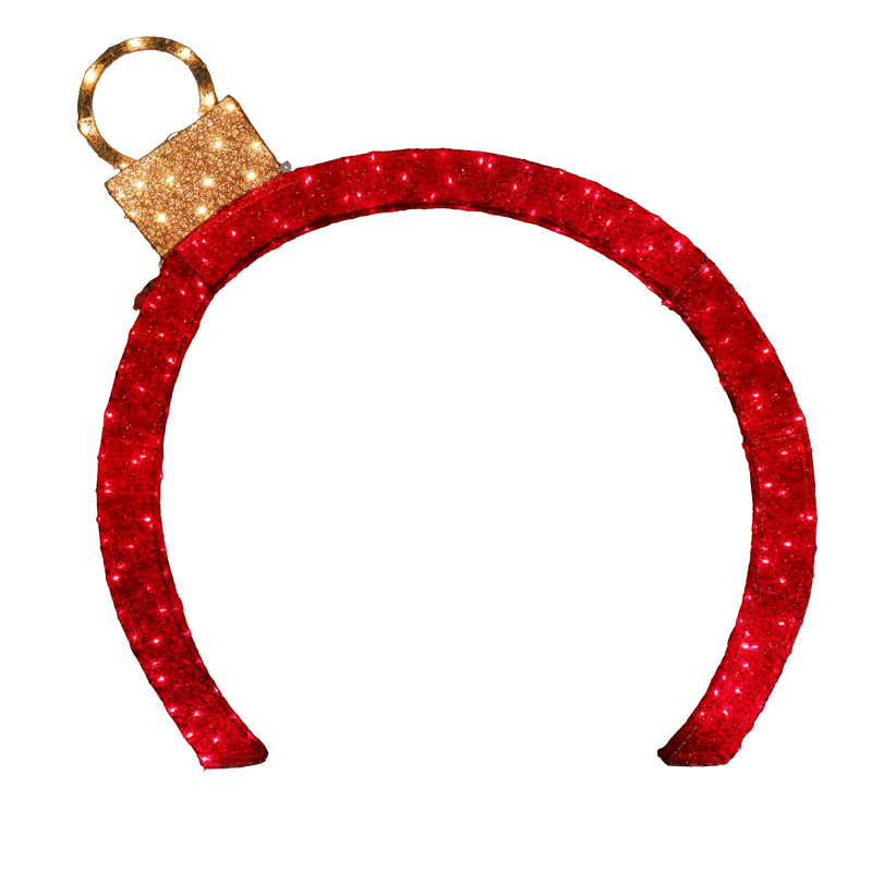 LED Glitter Bauble Arch Twinkle Red 180 LEDs. 120x125cm . 5m Lead.