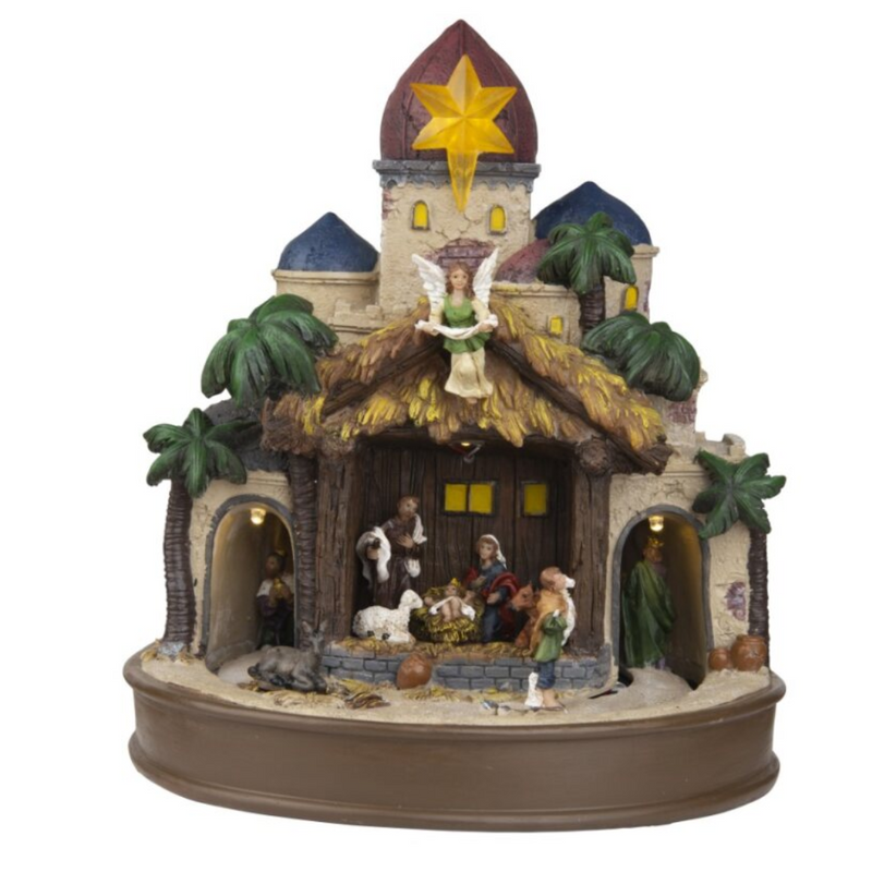Led Musical Nativity Manger Scene