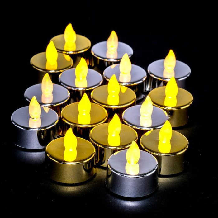 LED Tealights 8pk Metallic Candles Battery Operated