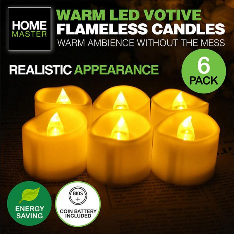 LED Votive 6pk Candles 4.8cmx3.8cm Battery Operated