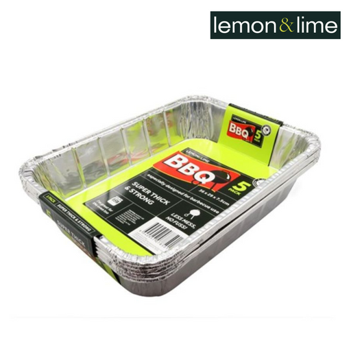 Lemon and Lime Deep Baking Foil Tray & Value 5Pk 36X29X7.5Cm