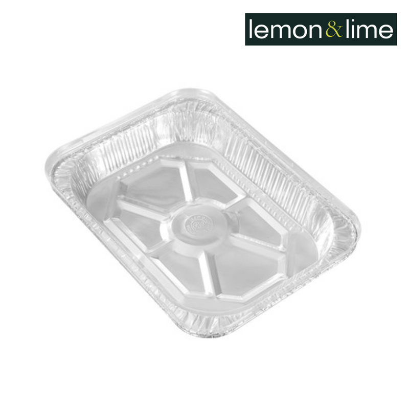 Lemon and Lime Foil Tray Large W/ Plastic Lid & 2Pk 45X34X6.5Cm 