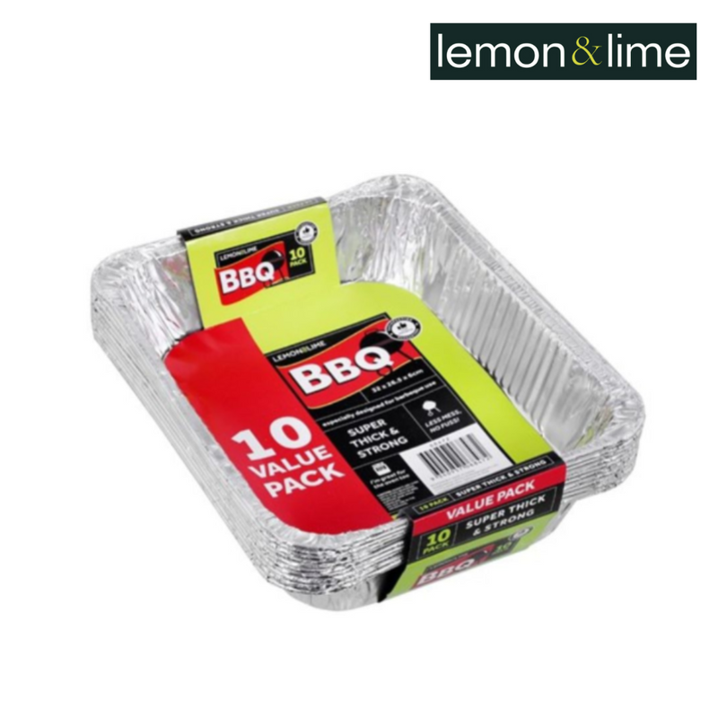 Lemon and Lime Foil Tray Rect 10Pk Pdq 32X26.5X6Cm