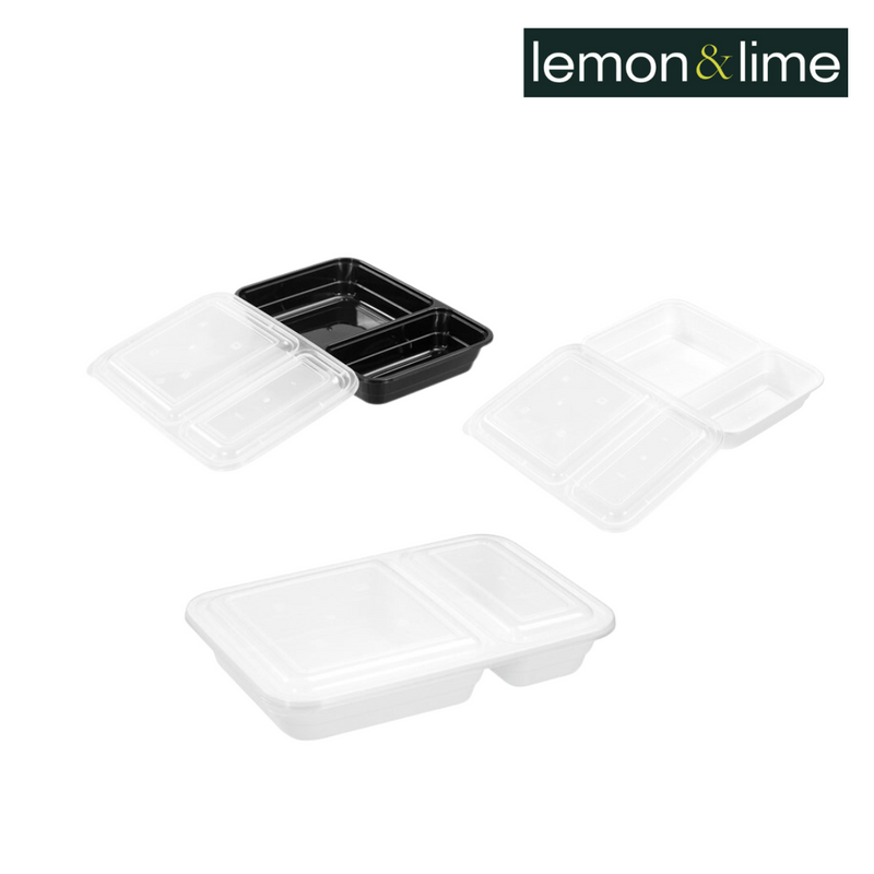  Lemon and Lime Reusable Food Prep Container 2 Section 10Pk 850Ml 3 Asstd