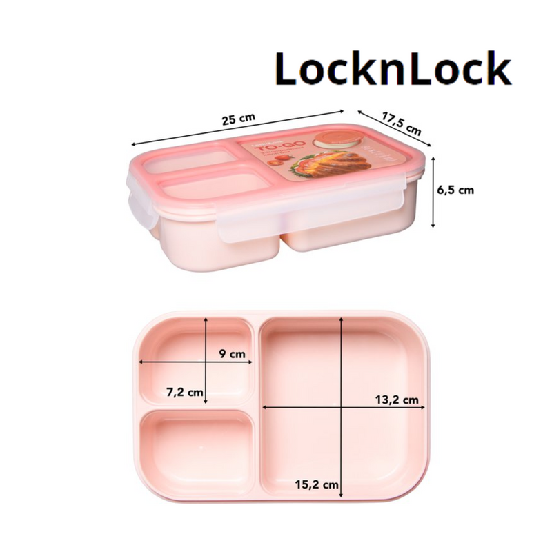 Lock n Lock To-Go Bento Box 1.5L Pink HPL782