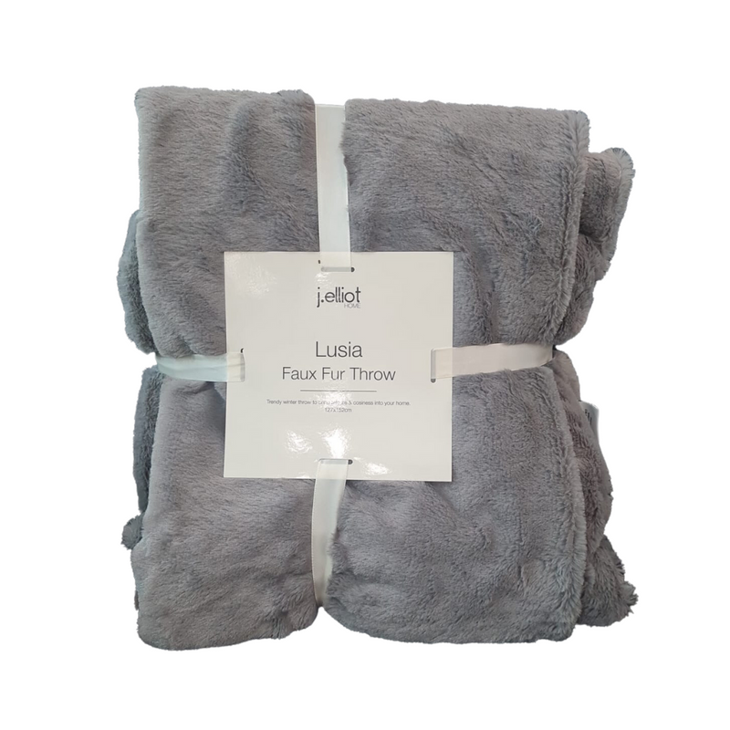 Lusia Faux Rabbit Fur Throw 127x152cm Grey