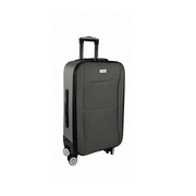 Black suitcase with wheels on a white background – thumbnail