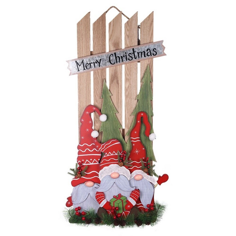Merry Christmas Sign W/Gnomes 85x5.7x36.2cm