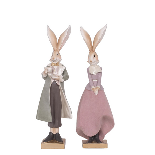 Mr & Mrs Polyresin Flocked Bunny 46cm