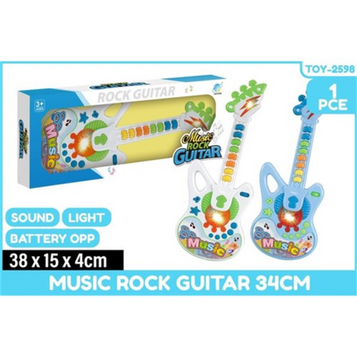 Music Rock Guitar Light Up and Sound Battery Operated 34cm