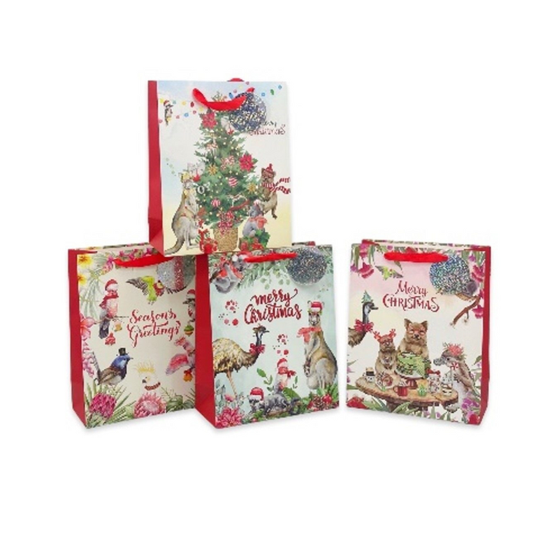 OUTBACK CHRISTMAS GIFT BAG LRG 32X26X12CM 4 ASST