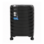 Black suitcase with wheels on a white background – thumbnail