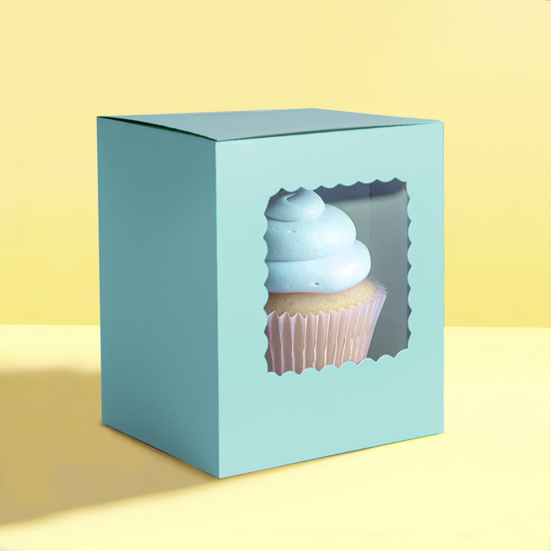 Papyrus Scalloped Single Tall Cupcake Box Pack Of 6 - Pastel Blue